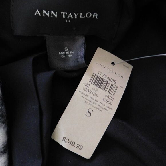 NEW Ann Taylor Wool Blend Car Coat Animal Print Black White Size Small - Picture 4 of 7